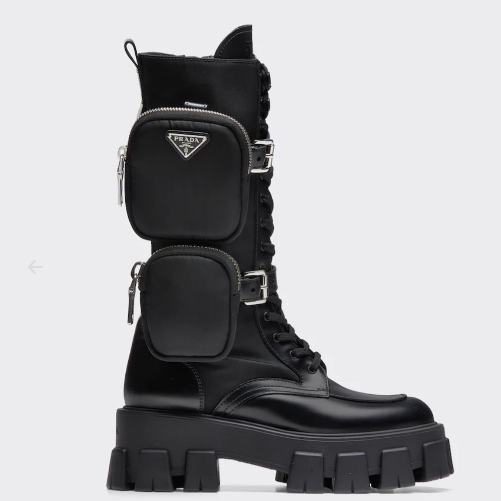 Monolith brushed rois leather and nylon biker boots